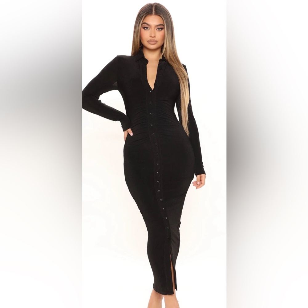 Fashion Nova Black Long Sleeve Dress